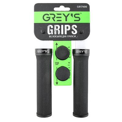 Грипси ручки на кермо для велосипеда Greys чорного кольору з гумовим покриттям 2 шт. 130 мм з одностороннім замком для фіксації (GR17400) GR17400 фото