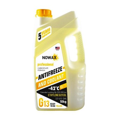 Антифриз NOWAX G13 -42°C готовий жовтий рідина 10 кг (NX10007) NX10007 фото