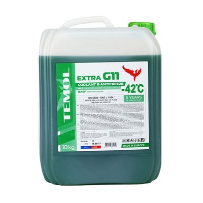Рідина охолоджуюча TEMOL Antifreeze Extra G11 Green (10 кг) T-EXTRAG11G-10KG фото