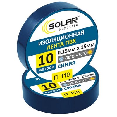 Ізолента SOLAR IT110 синя 10м IT110 фото