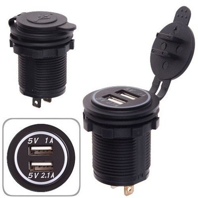 Автомобільний зарядний пристрій 2 USB 12-24V урізне в планку NEW 10252 USB-12-24V 3,1A WHI фото