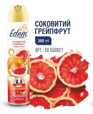 ТМ "EDEM home"Освежитель воздуха "Сочный грейпфрут", Air freshener "Juicy grapefruit", 300ml EH550021 фото