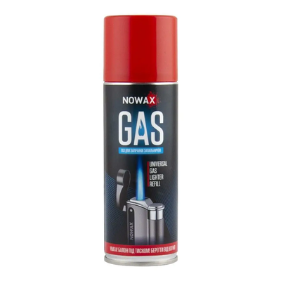 Газ для заправки всіх типів багаторазових запальничок ʺGASʺ, TM NOWAX, 200 мл (12шт/уп) NX74711 фото