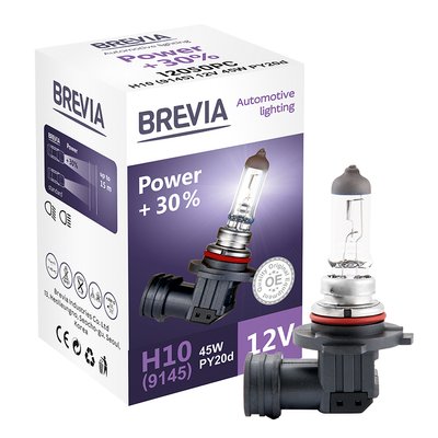 Галогенові лампи Brevia H10 (9145) 12V 45W PY20d Power +30% CP (12050PC) 12050PC фото