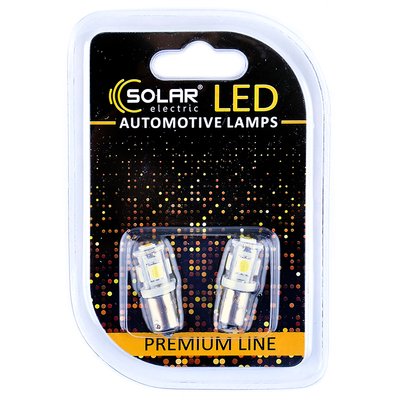 Світлодіодні LED автолампи SOLAR Premium Line 24V T8.5 BA9s 5SMD 5050 white блістер 2шт (SL2531) SL2531 фото