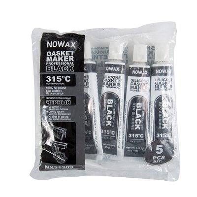 Набір чорних силіконових герметиків NOWAX (+315⁰C) (25 г по 5 шт) NX31309 NX31309 фото