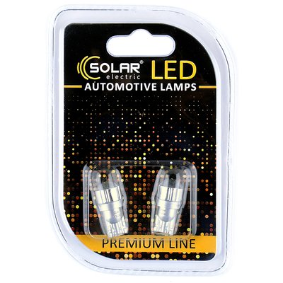 Світлодіодні LED автолампи SOLAR Premium Line 12V T10 W2.1x9.5d 2Cree XBD 120lm white блістер 2шт (SL1343) SL1343 фото