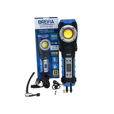 Brevia LED ліхтар 18W, 1800lm + компресор 100W, 7800mAh, type-C 11450 фото