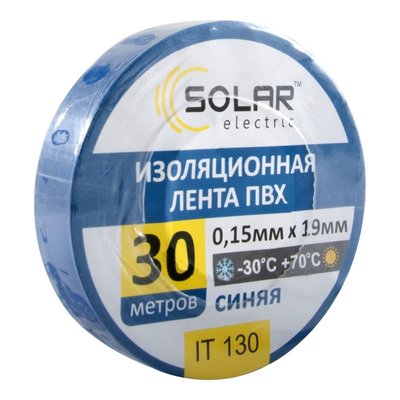 Ізолента SOLAR IT130 синя 30м IT130 фото