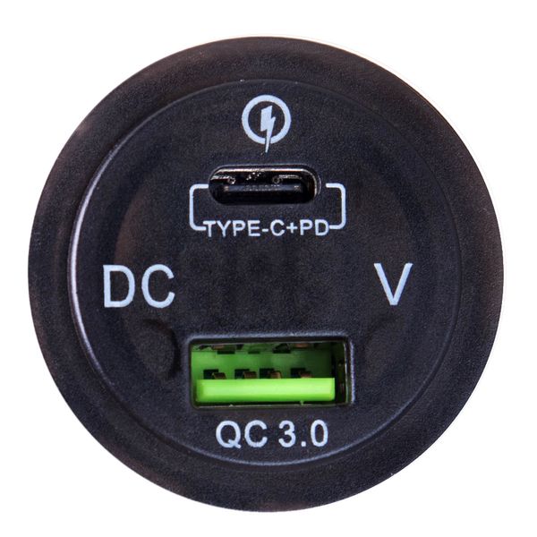 Автомобільний зарядний пристрій USB 5-12V3.0A + TYPE-C+PD 12-24V урізне в планку + вольтметр 54396 USB-12-24V 3.0A RED фото