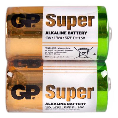 Батарейка GP SUPER ALKALINE 1.5V 13A-S2 щелочная, LR20, D 4891199006456 фото