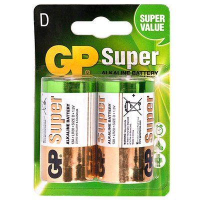 Батарейка GP SUPER ALKALINE 1.5V 13A-U2 щелочная, LR20, D 4891199000003 фото