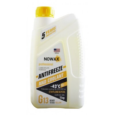 Антифриз NOWAX G13 -42°C готовий жовтий рідина 1 кг (NX01012) NX01012 фото