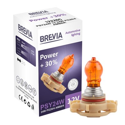 Лампа розжарювання Brevia PSY24W 12V 24W PG20/4 AMBER Power +30% CP (12226С)  12226C фото