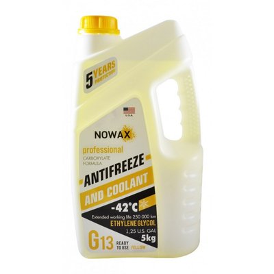 Антифриз NOWAX G13 -42°C готовий жовтий рідина 5 кг (NX05007) NX05007 фото