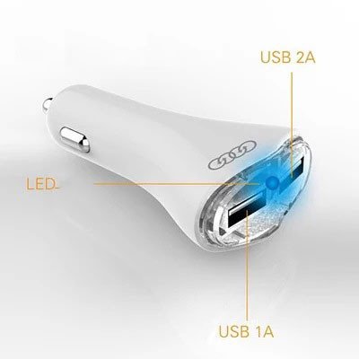 Адаптер-зарядне в прикурювач 2 USB (1А+2А) AL-551 48112 фото
