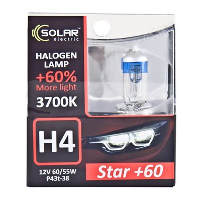 Галогеновая лампа Solar H4 12V 60/55W P43t-38 Starlight +60% (1234S2) 1234S2 фото
