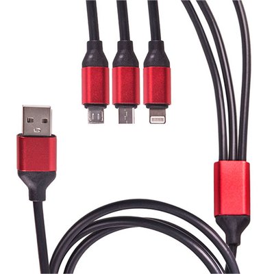 Кабель 3 в 1 USB - Micro USB/Apple/Type C (Black) 3 в 1 Bk фото