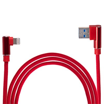 Кабель USB - Apple (Red) 90° (100) Rd 90° фото