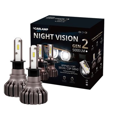 Світлодіодні автолампи H3 Carlamp Night Vision Gen2 Led для авто 5000 Lm 5500 K IP68K (NVGH3) NVGH3 фото