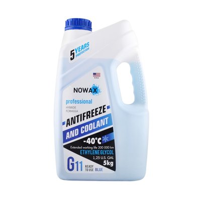 Антифриз NOWAX G11 -40°C синий готовая жидкость 5 кг (NX05002) NX05002 фото