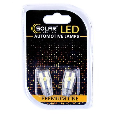 Светодиодные LED автолампы SOLAR Premium Line 12V T10 W2.1x9.5d 6SMD 5730 + lens CANBUS white блистер 2шт (SL1347) SL1347 фото