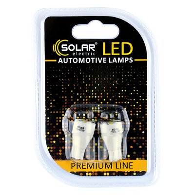Світлодіодні LED автолампи SOLAR Premium Line 12V T10 W2.1x9.5d 5SMD 2835 white блістер 2шт (SL1339) SL1339 фото