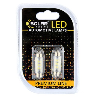 Светодиодные LED автолампы SOLAR Premium Line 12V SV8.5 T11x39 6SMD 2835 white блистер 2шт (SL1351) SL1351 фото