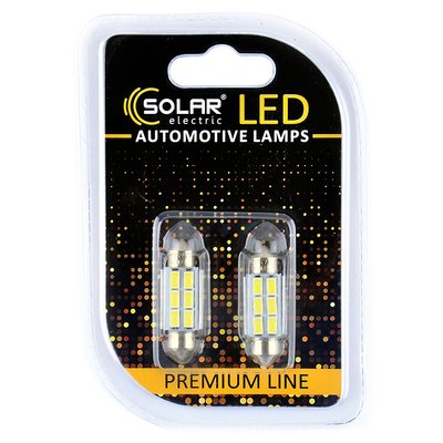 Світлодіодні LED автолампи SOLAR Premium Line 12V SV8.5 T11x36 6SMD 5730 CANBUS white блістер 2шт (SL1360) SL1360 фото
