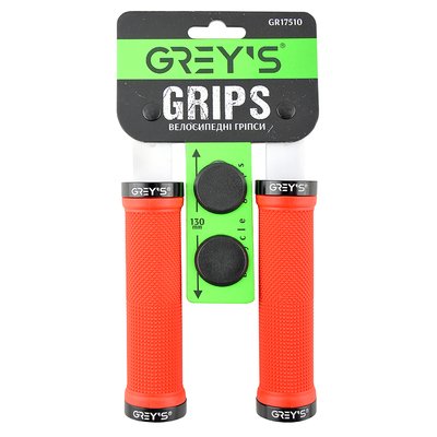 Грипси ручки на кермо для велосипеда Greys із гумовим покриттям червоного кольору 2 шт 130 мм із двостороннім замком для фіксації (GR17510) GR17510 фото