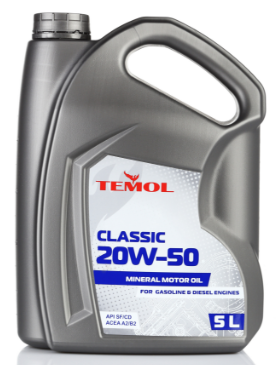 Олія TEMOL Classic 20W-50 API SF/CD ACEA A2/B2 (5 л) T-C20W50-5L фото