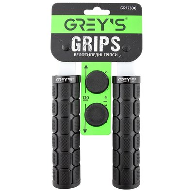 Грипсы ручки для велосипеда Greys с резиновым покрытием черного цвета 2 шт 130 мм с односторонним замком для фиксации (GR17300) GR17300 фото
