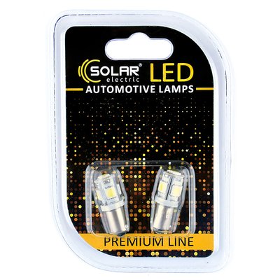 Світлодіодні LED автолампи SOLAR Premium Line 12V T8.5 BA9s 5SMD 5050 white блістер 2шт (SL1331) SL1331 фото