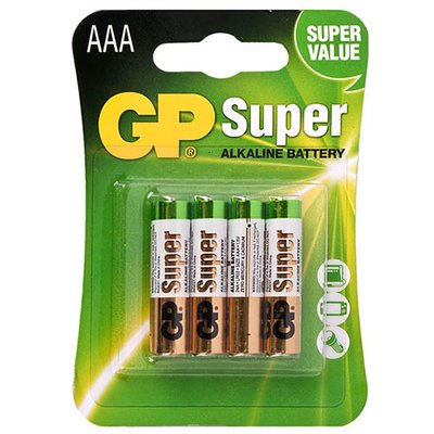 Батарейка GP SUPER ALKALINE 1.5V 24A-U4 лужна, LR03, AAA 4891199000058 фото