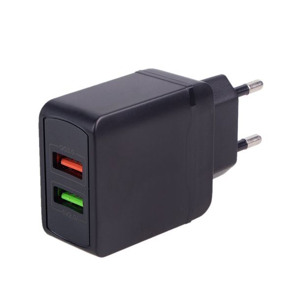 Мережевий зарядний пристрій VOIN 28W, 2 USB, QC3.0 (Port 1-5V*3A/9V*2A/12V*1.5A. Port 2-5V2A) LC-24428 BK фото