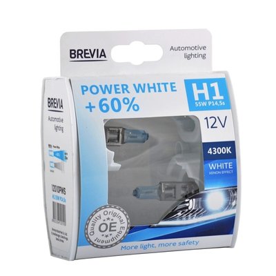 Галогенові лампи BREVIA H1 POWER WHITE +60% 12010PWS  12010PWS фото